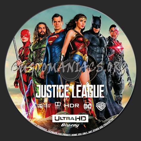 Justice League 4K blu-ray label