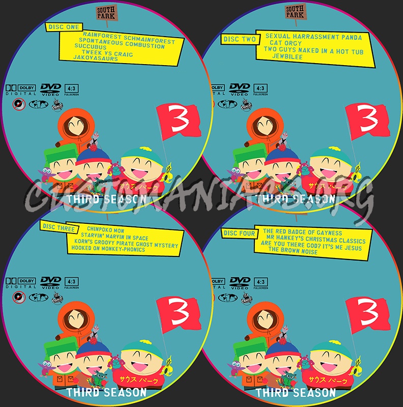 South Park Season 3 dvd label