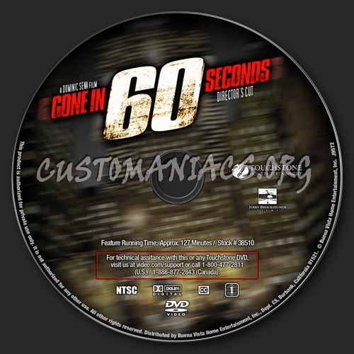 Gone in 60 Seconds dvd label