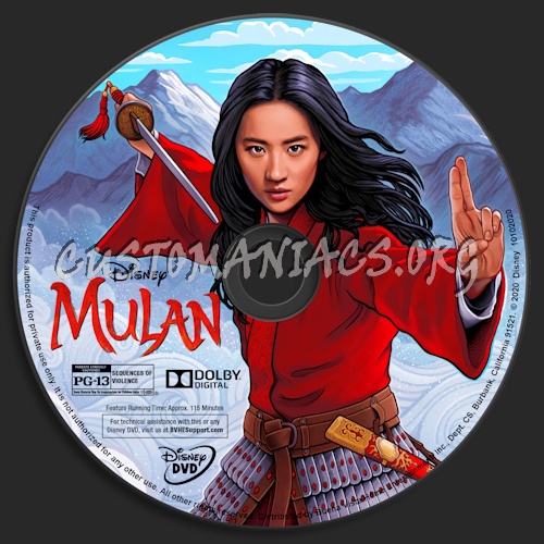 Mulan (2020) dvd label