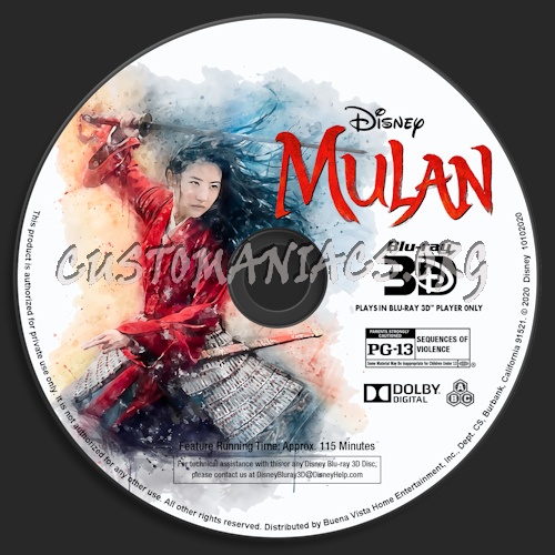 Mulan (2020) blu-ray label