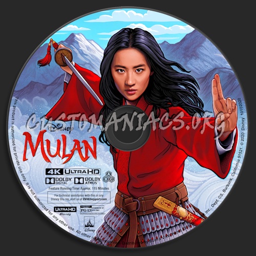 Mulan (2020) blu-ray label