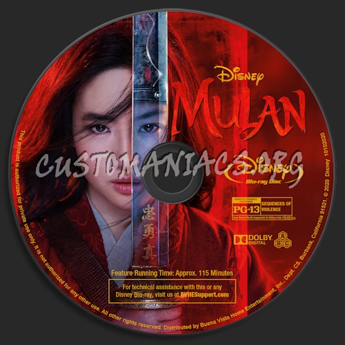 Mulan (2020) blu-ray label