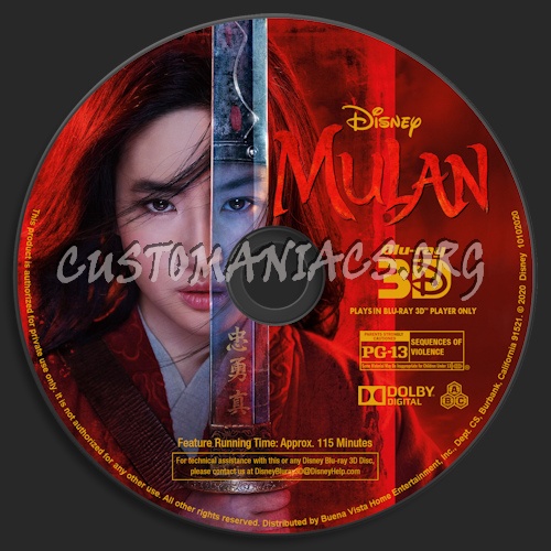 Mulan (2020) blu-ray label