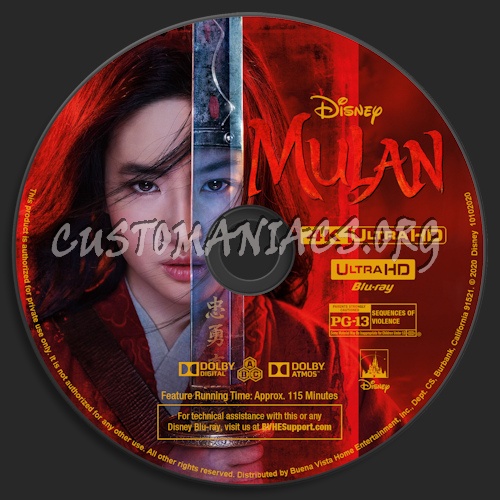 Mulan (2020) blu-ray label