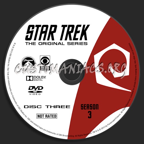 Star Trek The Original Series Season 3 dvd label