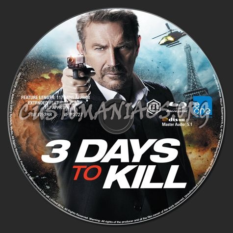 3 Days to Kill blu-ray label