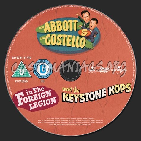 Abbott & Costello In the Foreign Legion & Meet the Keystone Kops dvd label