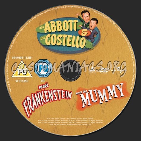 Abbott & Costello Meet Frankenstein & Meet the Mummy dvd label