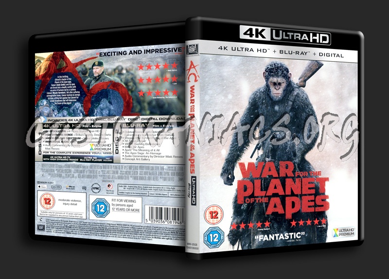 War For the Planet of the Apes 4K blu-ray cover