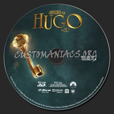 Hugo (3D) blu-ray label