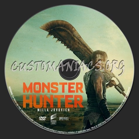 Monster Hunter (2020) dvd label