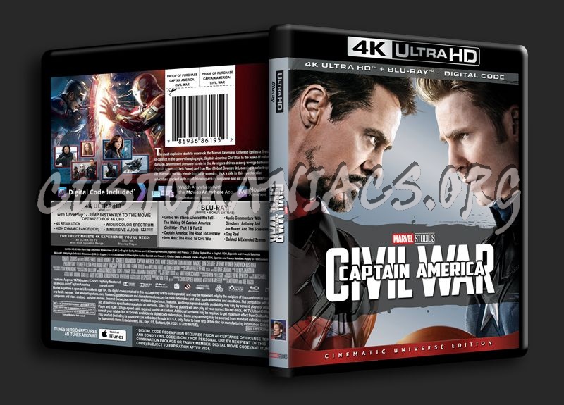 Captain America Civil War 4K blu-ray cover