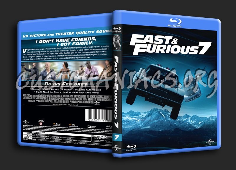 Fast & Furious 7 blu-ray cover