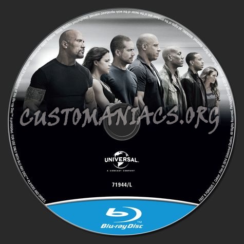 Fast & Furious 7 blu-ray label