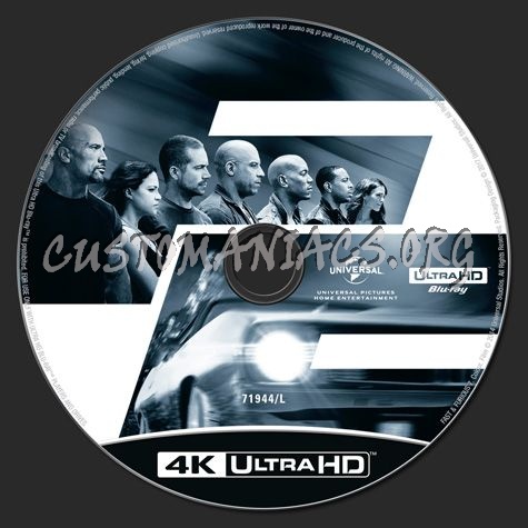 Fast & Furious 7 4K blu-ray label