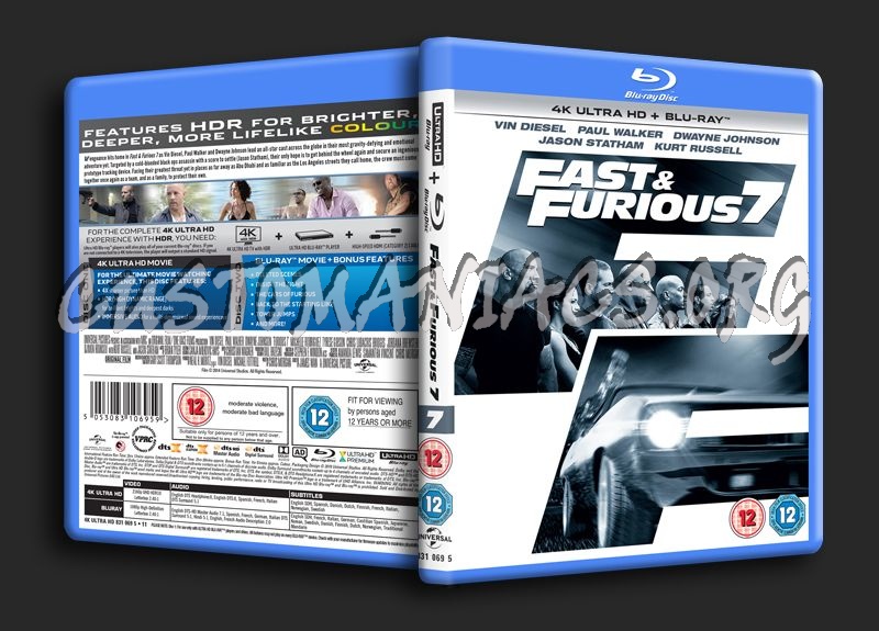 Fast & Furious 7 4K blu-ray cover