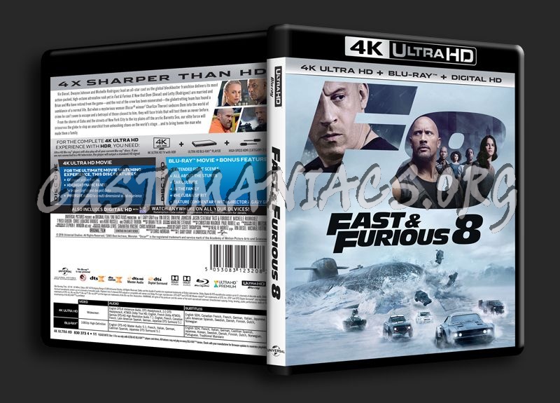Fast & Furious 8 4K blu-ray cover