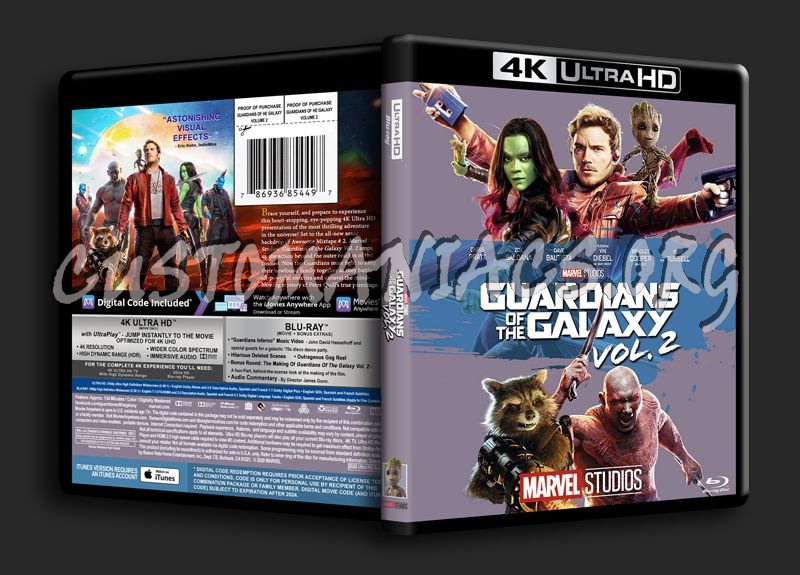 Guardian's of the Galaxy Volume 2 4K blu-ray cover