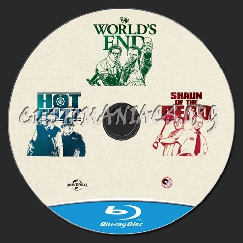 Hot Fuzz, the World's End & Shaun of the Dead blu-ray label