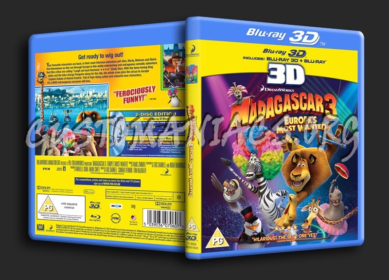 Madagascar 3 3D blu-ray cover