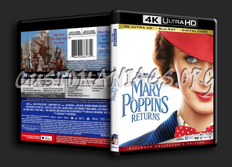 Mary Poppins Returns 4K blu-ray cover