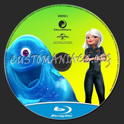 Monsters vs Aliens blu-ray label