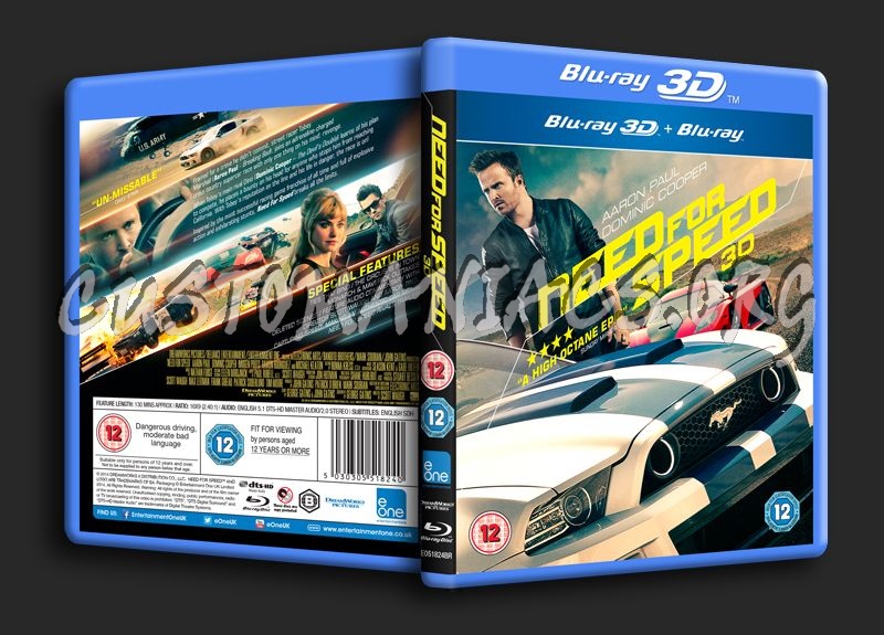 Need For Speed 3D blu-ray cover