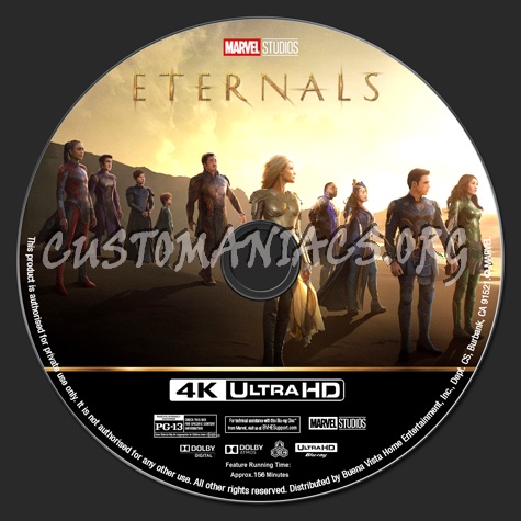 Eternals 4K blu-ray label