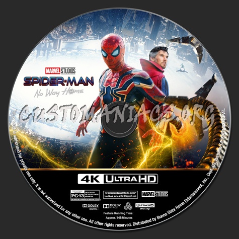 Spider-man: No Way Home 4K blu-ray label