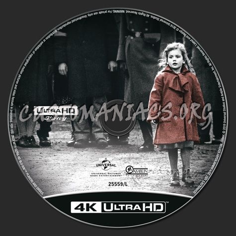 Schindler's List 4K blu-ray label