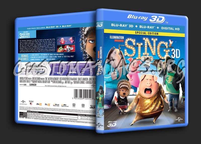 Sing 3D blu-ray cover