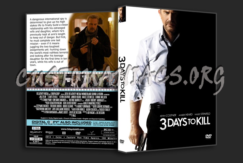 3 Days to Kill dvd cover