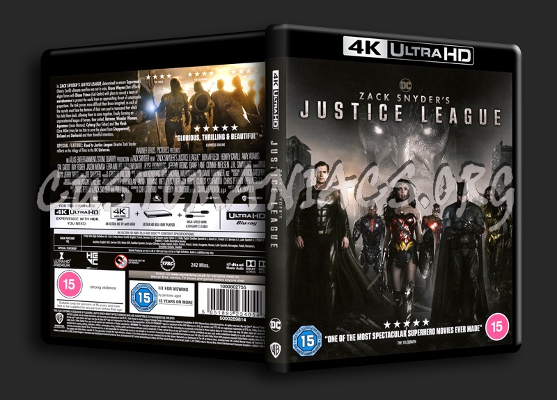 Zack Snyder's Justice League 4K blu-ray cover