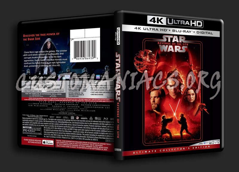 Star Wars Revenge of the Sith 4K blu-ray cover