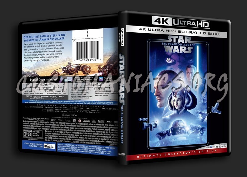 Star Wars The Phantom Menace 4k Blu Ray Cover Dvd Covers And Labels By Customaniacs Id 284391 4619