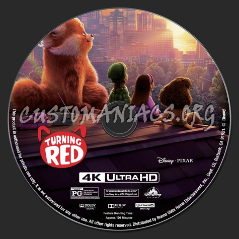 Turning Red 4K blu-ray label