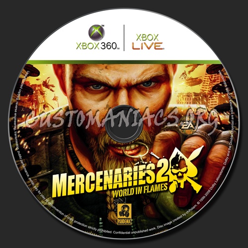 Mercenaries 2 - World in Flames dvd label