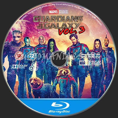 Guardians of the Galaxy Vol.3 Bluray 2D blu-ray label