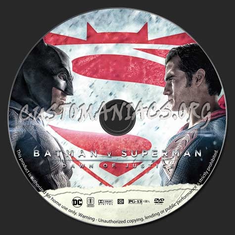 Batman v Superman Dawn of Justice dvd label