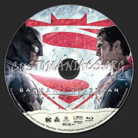 Batman v Superman Dawn of Justice blu-ray label