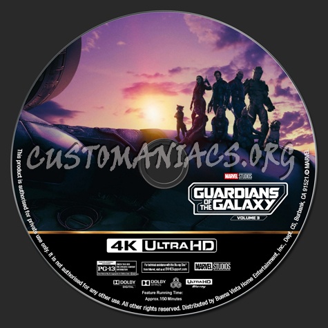 Guardians of the Galaxy Vol. 3 4K blu-ray label