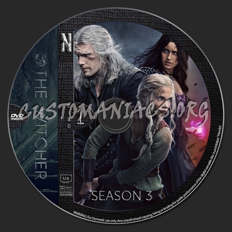 The Witcher Season 3 (3-disc set) dvd label