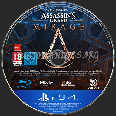 Assassin's Creed Mirage (EU) PS4 Disc Label v1 dvd label