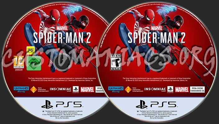 Marvel's Spider-Man 2 PS5 Disc Label (EU+US) v2 dvd label