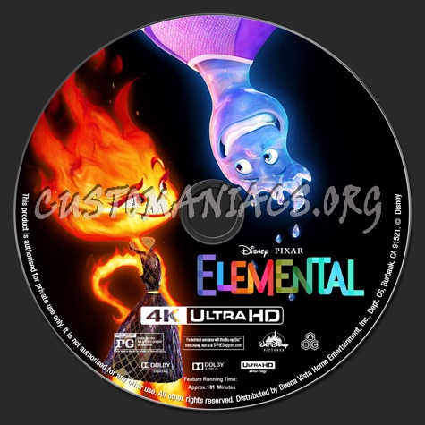 Elemental 4K blu-ray label