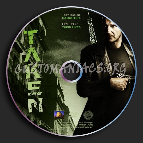 Taken (2008) dvd label