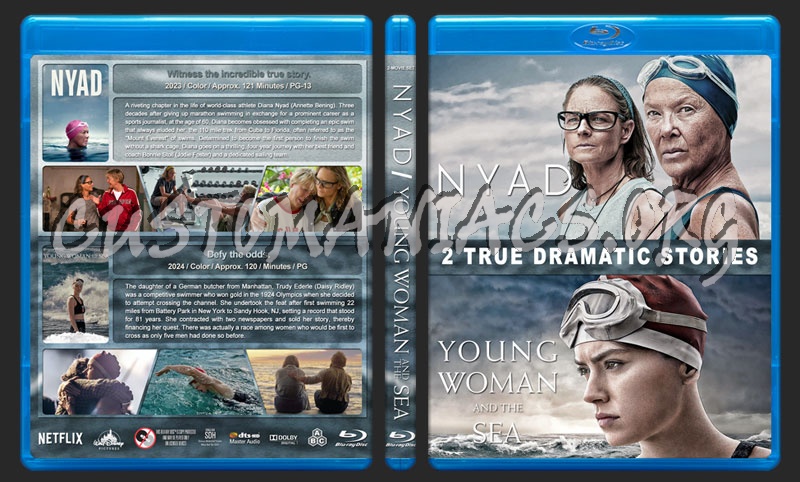 Nyad / Young Woman and the Sea Double Feature blu-ray cover