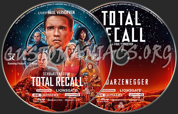 Total Recall (1990) UHD Blu-ray Label v1 + v2 blu-ray label