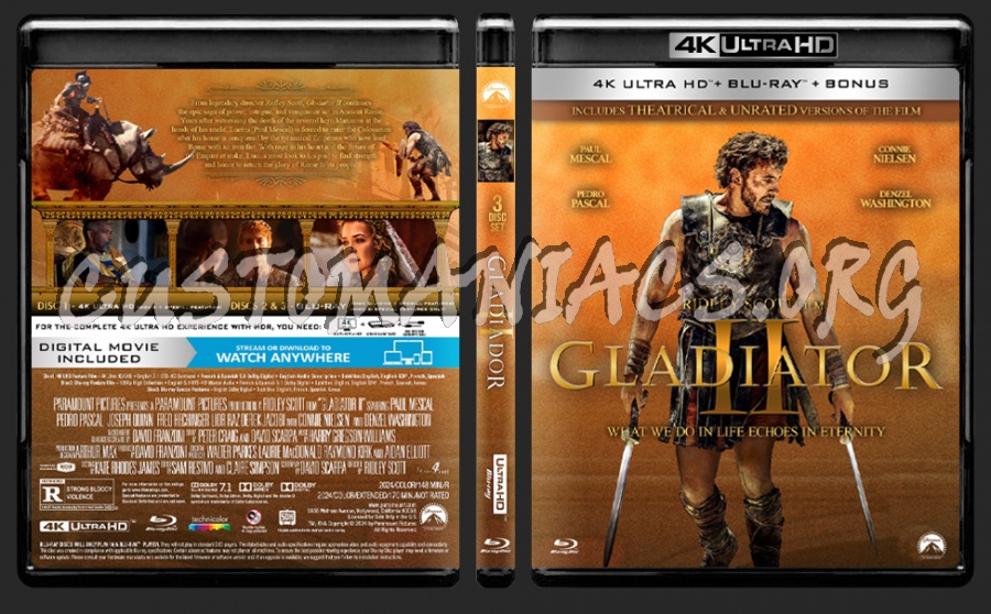 Gladiator II 4K Cover v2 blu-ray cover